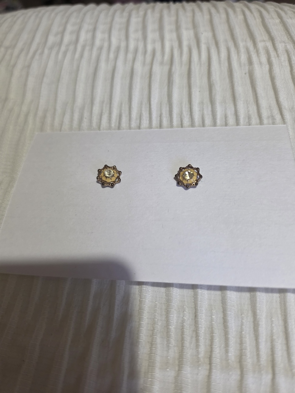 Gold Flower Stud Earrings - Good Condition